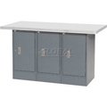 Global Equipment Workbench w/ Laminate Square Edge Top   3 Cabinets, 60"W x 30"D, Gray 239164